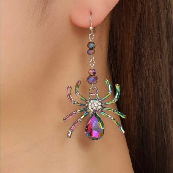 Fashion Spider Crystal Drop Earrings - Picture 1 of 10